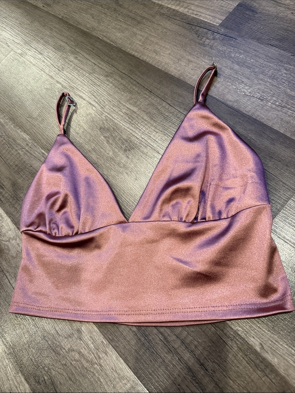 Blue Blush Satin Plum Bralette Top
